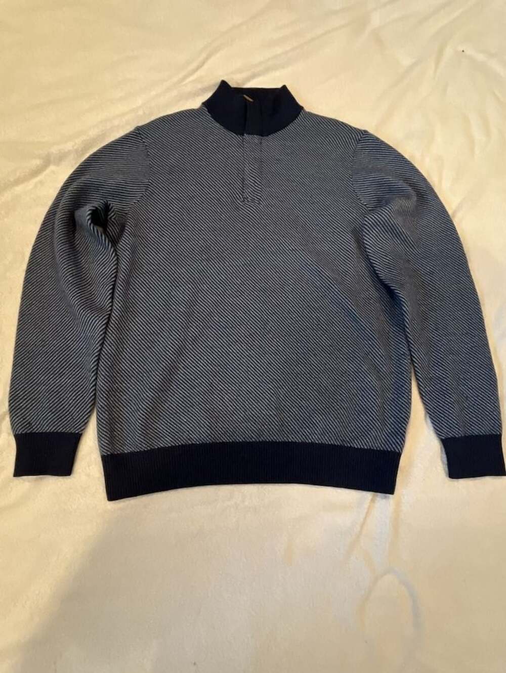 vineyard vines Quarter-Zip Sweater Size M Blue Merino Wool